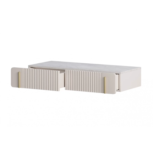 Toaletka Malmi 100 cm wisząca z szufladami - kaszmir / crema bianca / złoty